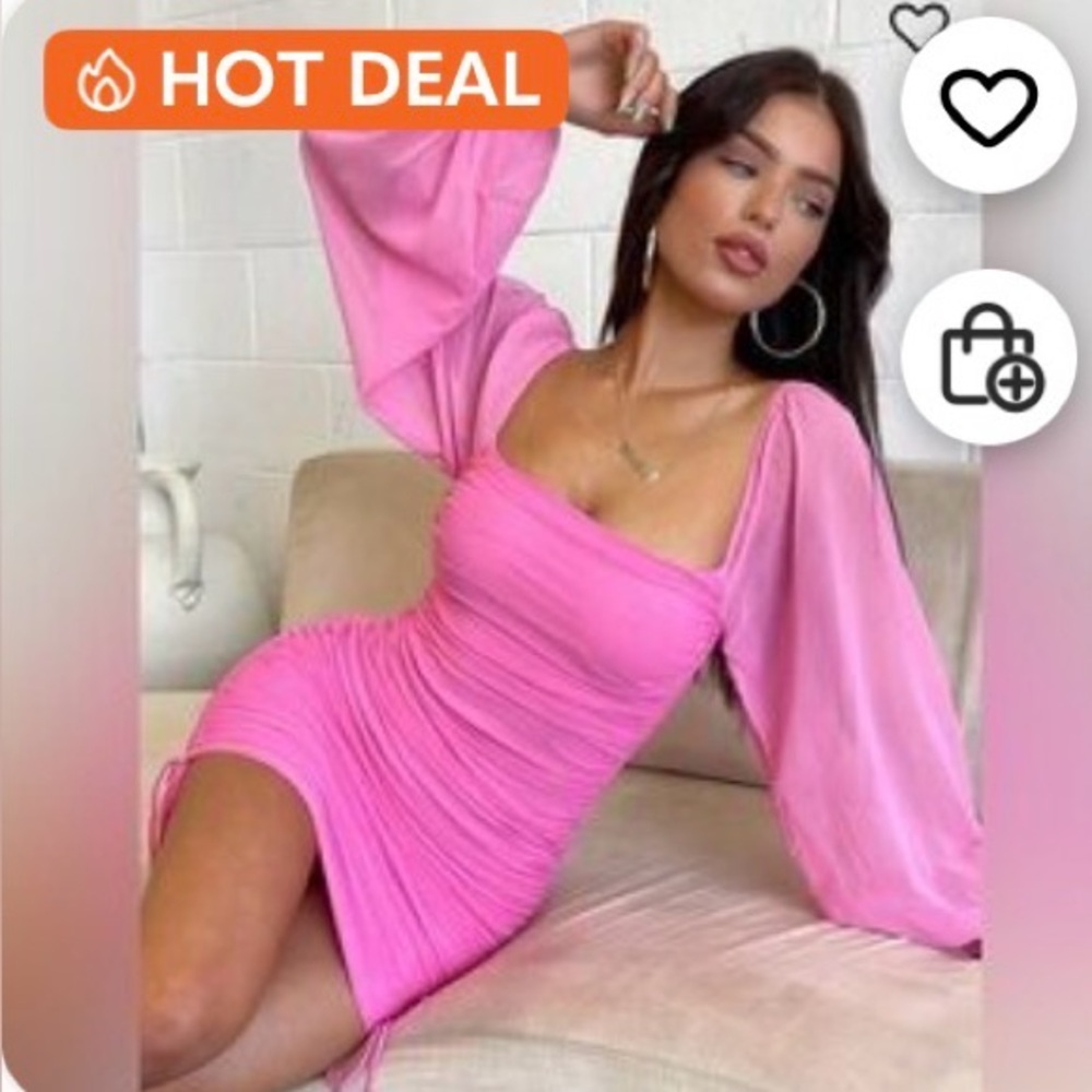 Elegant Pink Ruched Dress - Picture 1 of 7